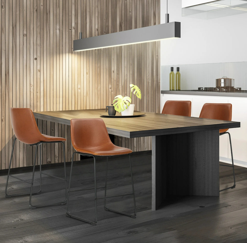 Counter Bar Stools Set of 2 Faux Leather with Metal Legs