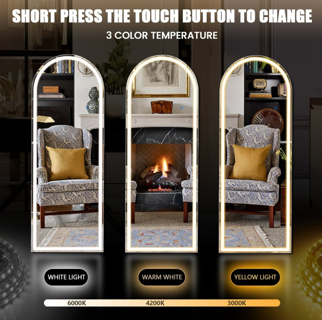 LED 71’x26’ Arched Full Length Mirror